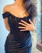 Mermaid Off-the-shoulder Satin Corset Prom Dresses With Appliques