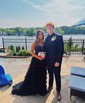 Ball Gown V-neck Tulle Tiered Prom Dresses With Appliques