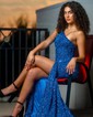 Sheath/Column One Shoulder Sparkly Velvet Sequin Prom Dresses