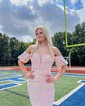 Mermaid Off-the-shoulder Sparkly Velvet Sequin Prom Dresses