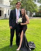 Mermaid Strapless Satin Cut Out Prom Dresses With Ruched