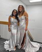 Mermaid Off-the-shoulder Ruched Satin Prom Dresses With Beading