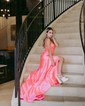 Mermaid V-neck Satin Corset Prom Dresses With Ruched