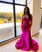 Mermaid Strapless Satin Cut Out Prom Dresses With Ruched