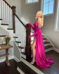 Mermaid Strapless Ruched Satin Prom Dresses With Appliques