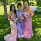 A-line V-neck Chiffon Prom Dresses With Ruched