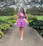Unique Fuchsia Skater Organza Tiered Homecoming Dresses