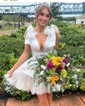 Unique Fuchsia Skater Organza Tiered Homecoming Dresses
