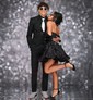Corset Skater Taffeta Ruffle Bow Homecoming Dresses