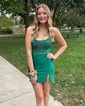 Corset Bodycon Satin Beaded Homecoming Dresses