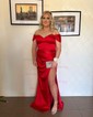 Mermaid Off-the-shoulder Satin Prom Dresses With Ruched