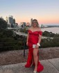 Mermaid Off-the-shoulder Satin Prom Dresses With Ruched