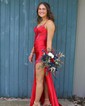 Mermaid V-neck Satin Backless Corset Prom Dresses With Beading