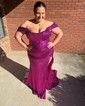 Mermaid Off-the-shoulder Sparkly Sequin Prom Dresses With Ruched
