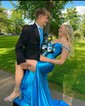 Mermaid Off-the-shoulder Ruched Satin Prom Dresses With Beading