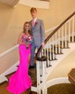 Mermaid Strapless Ruched Jersey Prom Dresses With Beading