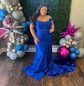Mermaid Off-the-shoulder Satin Corset Prom Dresses With Ruched