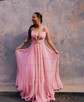 A-line V-neck Chiffon Prom Dresses With Ruched
