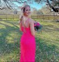 Sheath/Column V-neck Sparkly Sequin Prom Dresses With Fringe