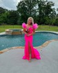 Mermaid Jersey Off-the-shoulder Prom Dresses With Feather