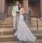 Mermaid V-neck Backless Sparkly Sequin Prom Dresses