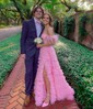 Ball Gown Off-the-shoulder Tulle Tiered Prom Dresses With Feather