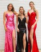 Sheath/Column V-neck Sparkly Sequin Prom Dresses