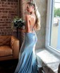 Mermaid V-neck Jersey Beaded Prom Dresses With Ruched