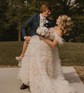 Ball Gown Off-the-shoulder Tulle Tiered Prom Dresses With Feather