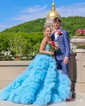 Princess Off-the-shoulder Tulle Ruffle Tiered Prom Dresses