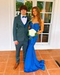 Mermaid V-neck Jersey Corset Beaded Prom Dresses