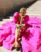 Ball Gown Off-the-shoulder Satin Puff Sleeve Two Piece Prom Dresses
