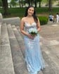 Mermaid V-neck Sparkly Sequin Prom Dresses With Appliques