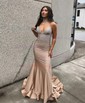 Mermaid V-neck Jersey Backless Beaded Prom Dresses