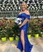 Mermaid Off-the-shoulder Sparkly Sequin Prom Dresses With Feather
