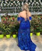 Mermaid Off-the-shoulder Sparkly Sequin Prom Dresses With Feather