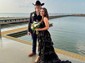 Black Ball Gown Sweetheart Sequin Tiered Prom Dresses