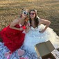 Ball Gown V-neck Tulle Tiered Prom Dresses With Appliques