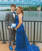 Mermaid V-neck Sparkly Velvet Sequin Prom Dresses