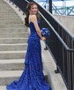Mermaid V-neck Sparkly Velvet Sequin Prom Dresses
