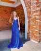 Mermaid V-neck Sparkly Velvet Sequin Prom Dresses