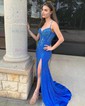 Black Mermaid V-neck Jersey Beaded Prom Dresses