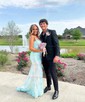 Mermaid Square Neck Sparkly Sequin Prom Dresses With Appliques