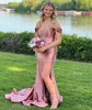 Mermaid Off-the-shoulder Satin Corset Prom Dresses With Ruched