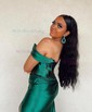 Mermaid Off-the-shoulder Satin Corset Prom Dresses With Ruched