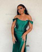 Mermaid Off-the-shoulder Satin Corset Prom Dresses With Ruched