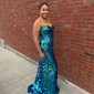 Sheath/Column Strapless Sparkly Sequin Prom Dresses