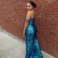 Sheath/Column Strapless Sparkly Sequin Prom Dresses