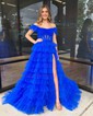 Ball Gown Off-the-shoulder Tulle Ruffle Tiered Prom Dresses