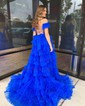 Ball Gown Off-the-shoulder Tulle Ruffle Tiered Prom Dresses